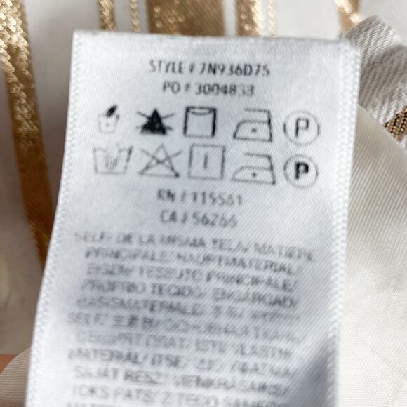7 for All Mankind Shine Blazer Ivory Gold Stripe Button Front Double Breast Sz L - Picture 15 of 16